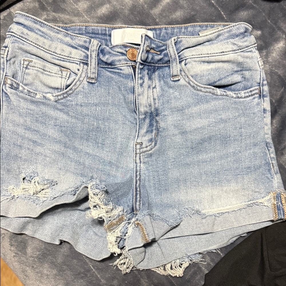 VERVET BY FLYING MONKEY Light Blue Distressed Jean Shorts